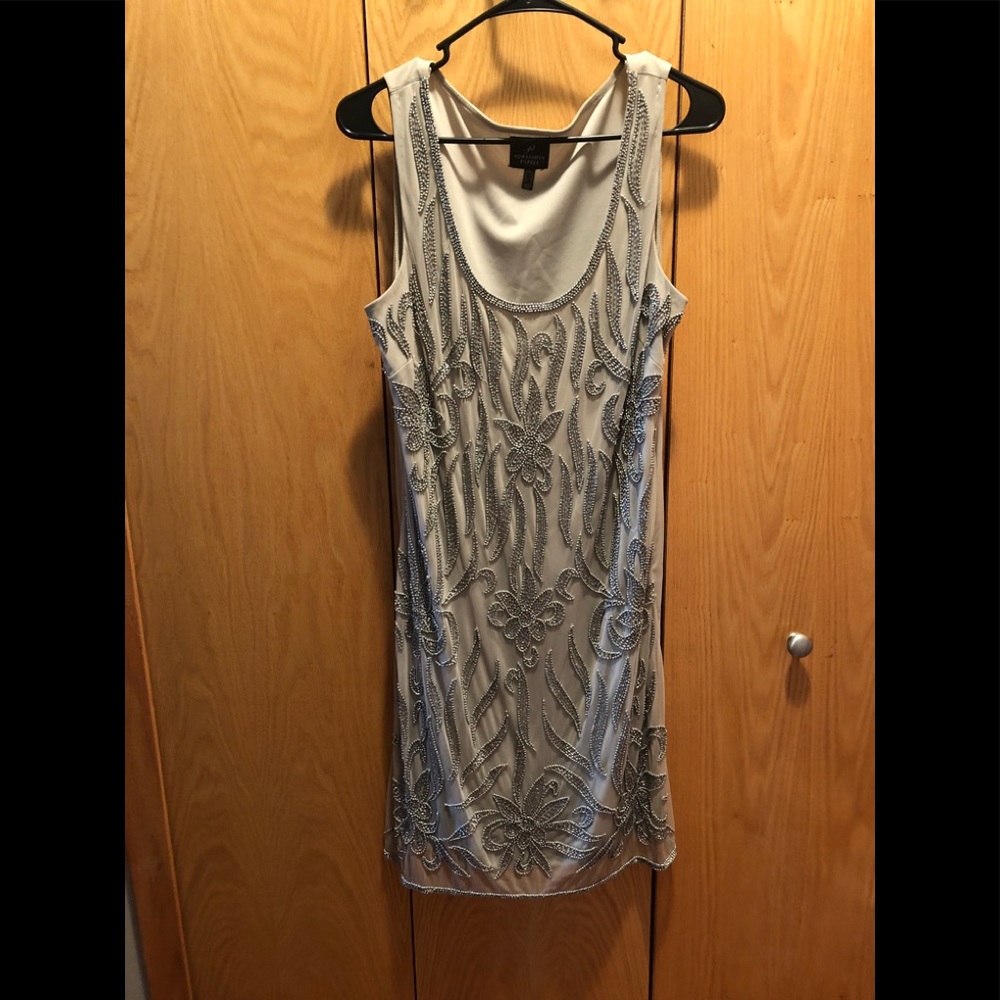 Adrianna Papell Gray Beaded Dress
